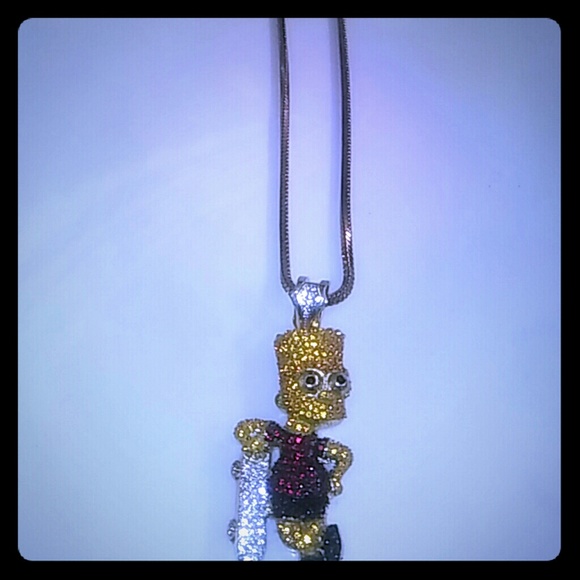 Gold Plated Bart Simpson chain with charm - Picture 1 of 1