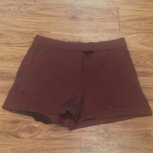 MCQ Alexander McQueen Burgundy Silk Shorts