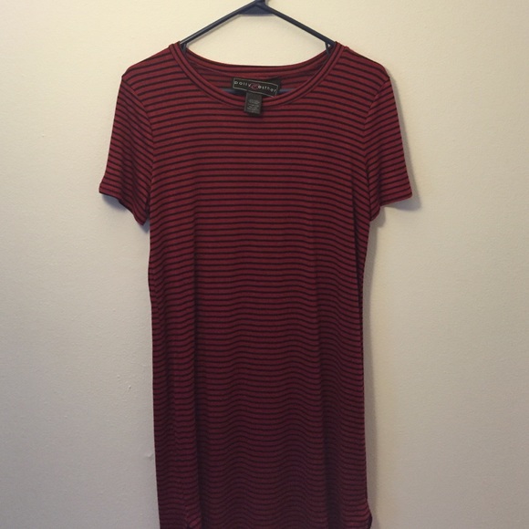 Red and black striped dress