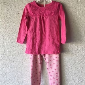 Girl's Pink LongSleeve Shirt and Pant Outfit