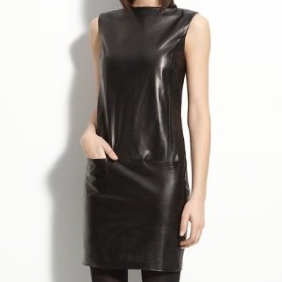 Vince Black Leather Shift Dress