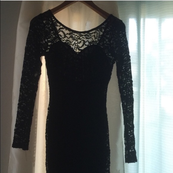 Long black mermaid style Lace Dress