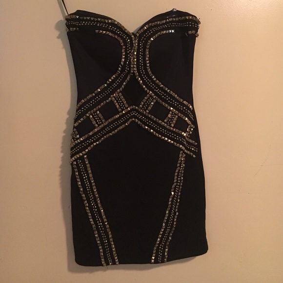 Studded black and gold Bebe dress