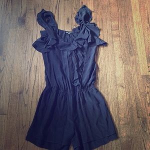 Pure Sugar Black Silk Romper, Size M