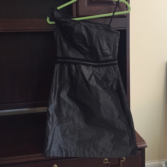 BCBG dark gray, one shoulder dress
