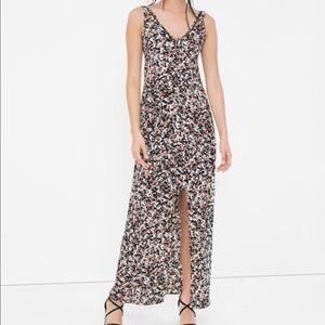 V-neck floral print maxi dress