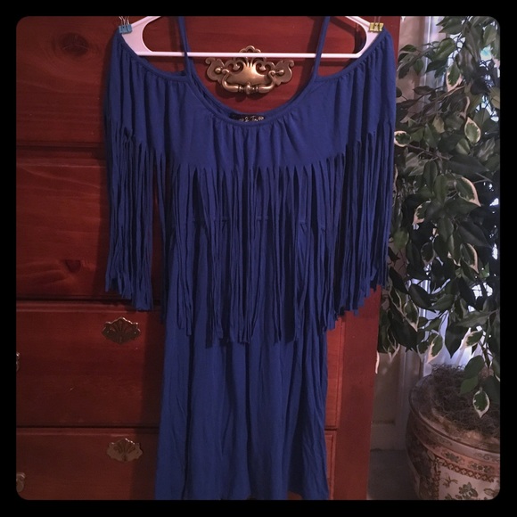 Fringe royal blue dress/long shirt