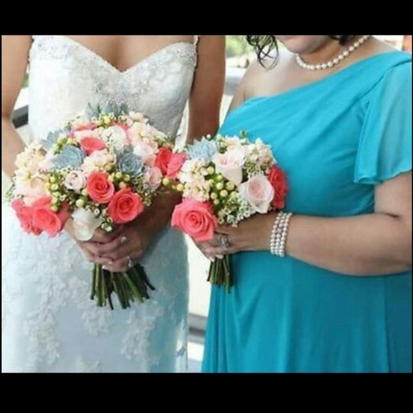 Blue one shoulder gown