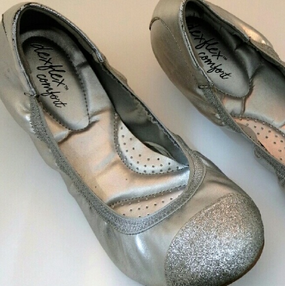 Silver flats with sparkly toe front