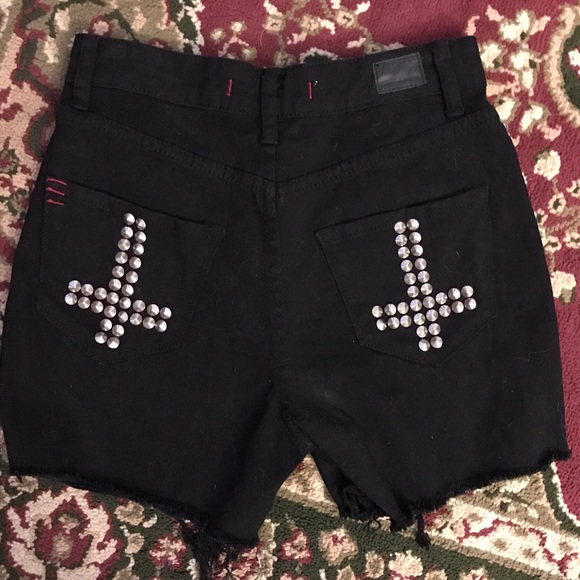 Edgy stud high waisted shorts