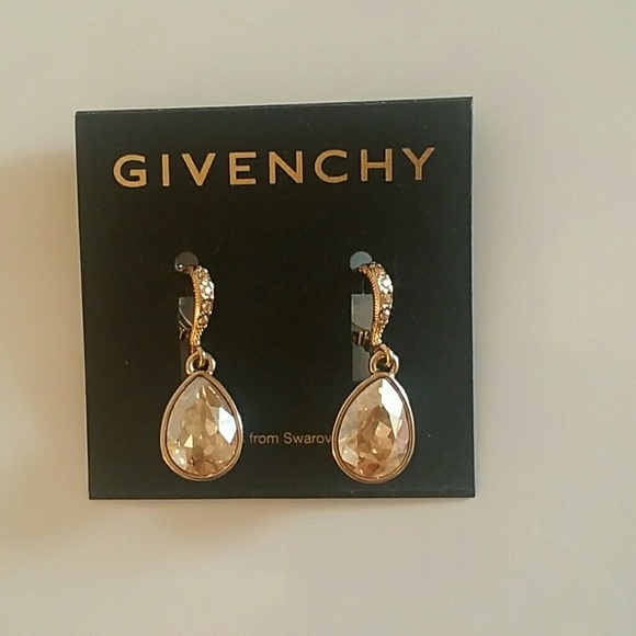New Givenchy Teardrop Earrings Swarovski Gold - Picture 2 of 4