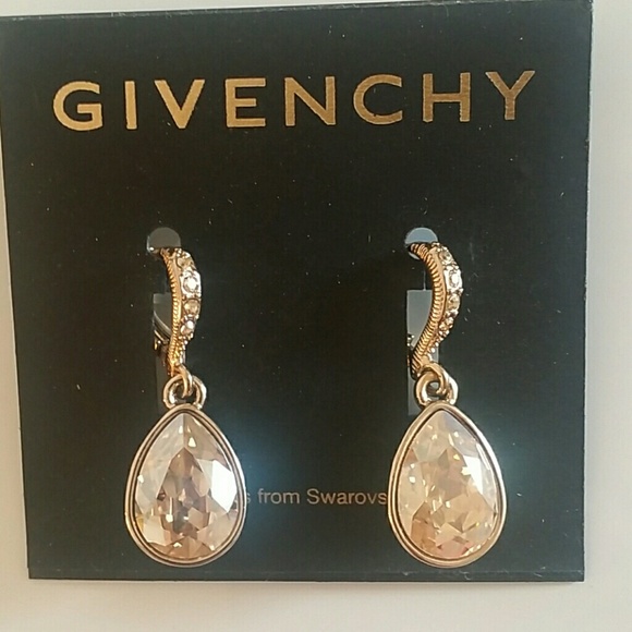 New Givenchy Teardrop Earrings Swarovski Gold - Picture 3 of 4