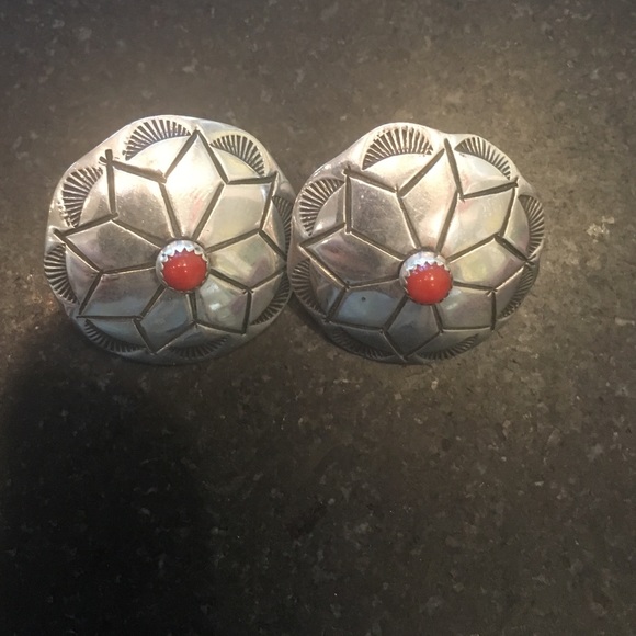 Sterling silver earrings with stone center