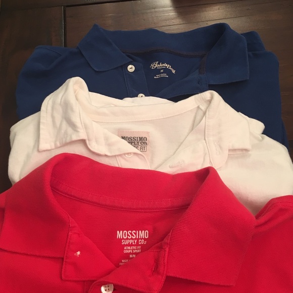 Blue, white and red-orange polo shirt bundle