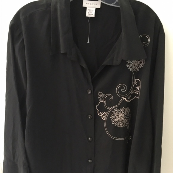 Avenue beautiful 100% black silk top Sz 26/28