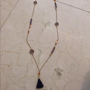 Vera Bradley Navy Blue tassel necklace