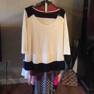Cream/black blouse