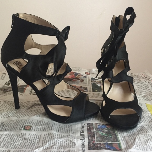 Black Satin Heels - Picture 1 of 3