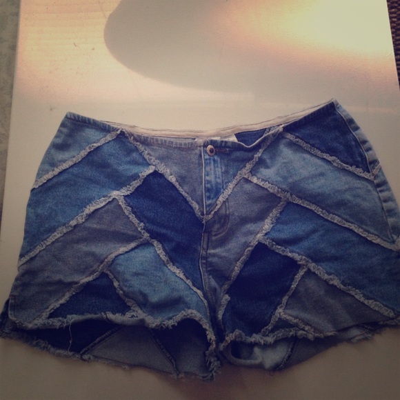 Vintage patchwork denim shorts