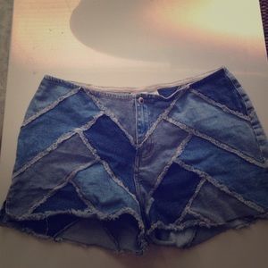 Vintage patchwork denim shorts