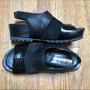 MAMUT (MUTMA) Black Platform Sling-Back Slides