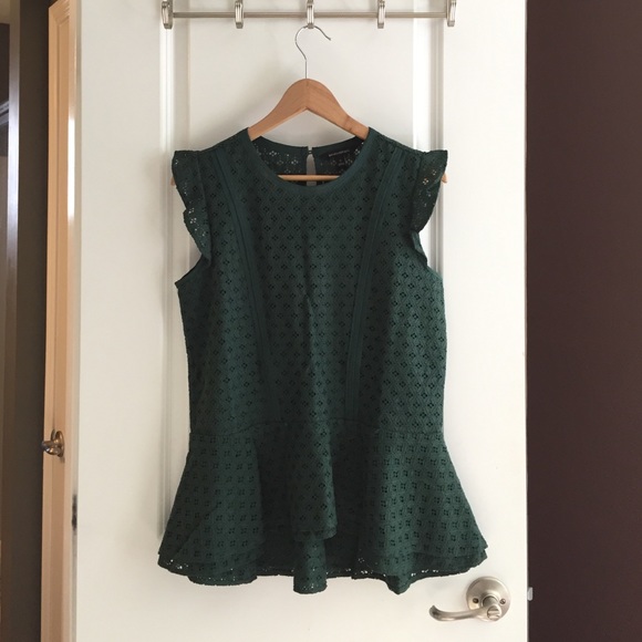 Banana republic lace green peplum top small