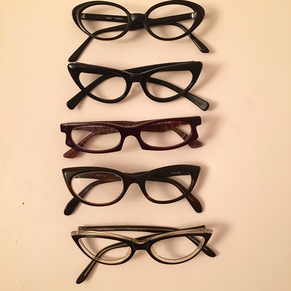 Lot of 5 vintage black cat eyeglass