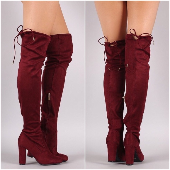 🌚Suede Over The Knee Boots - Black - Picture 2 of 4