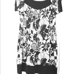 Pullover print dress, cap-sleeve