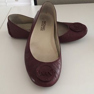 Michael Kors burgundy ballet slipper style shoes