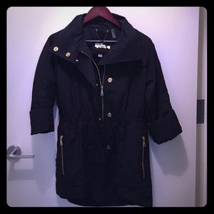 Wide sleeve black trench coat