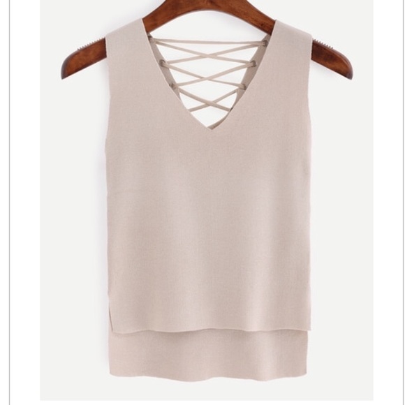 Lace up back crop top