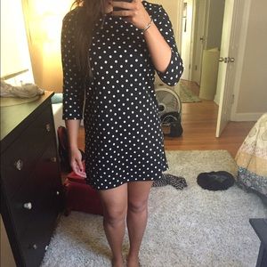 Black polka dot work dress