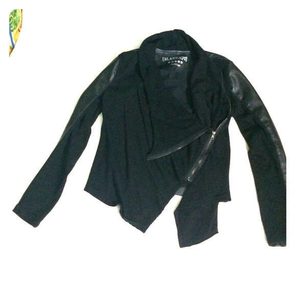 Blank NYC knit/faux leather asymmetrical jacket