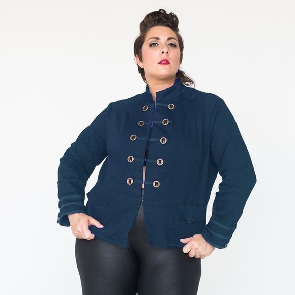 Check It Out Jackets & Blazers - Plus Size Drill Sergeant Military Jacket in Teal