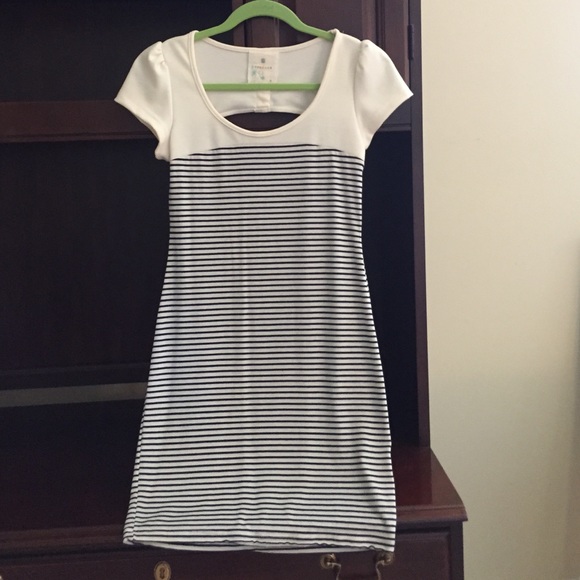 Navy and cream stripped dress