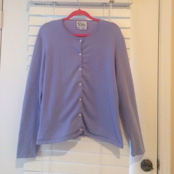 Lilly Pulitzer periwinkle cardigan.