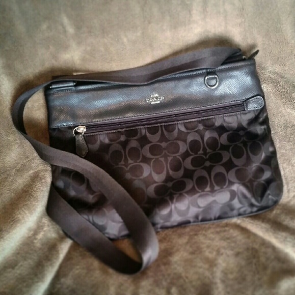 Signature Leather-Trim Crossbody by Coach