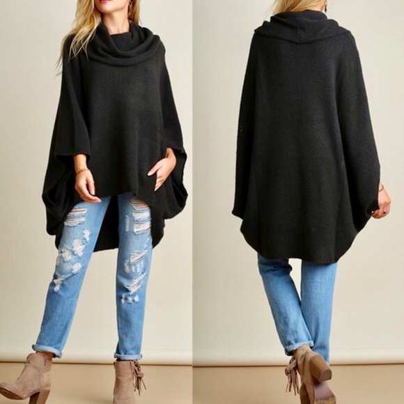 ๐KAYCEE poncho style sweater - DARK CHARCOAL - Picture 2 of 4