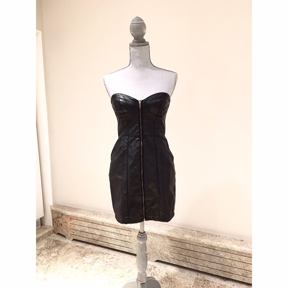 Vegan Leather Strapless Dress!