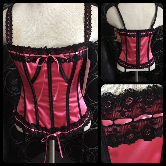 Pink Coral & Black Corset