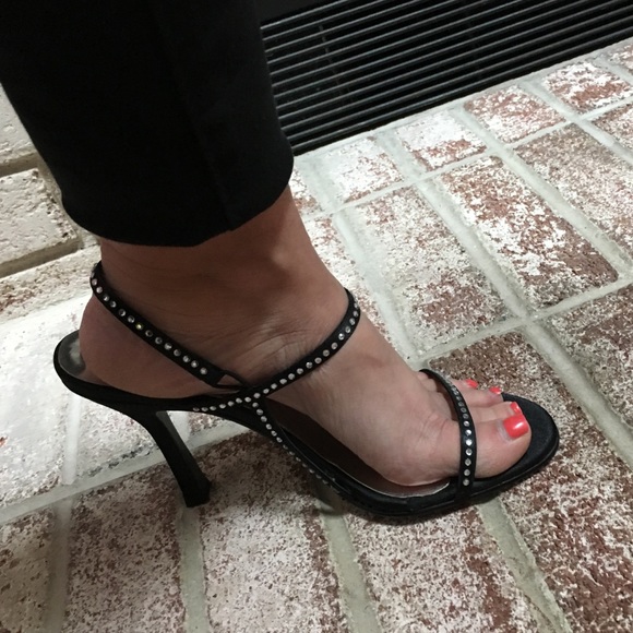 SEXY COLLIN STUART BLACK RHINESTONE HEELS