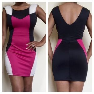 Pink Color Block Dress