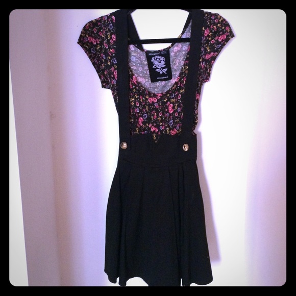 Atmosphere black floral overall dress