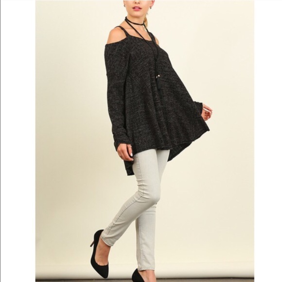 🆕EMSLEY cold shoulder long sleeve top - BLACK - Picture 2 of 2