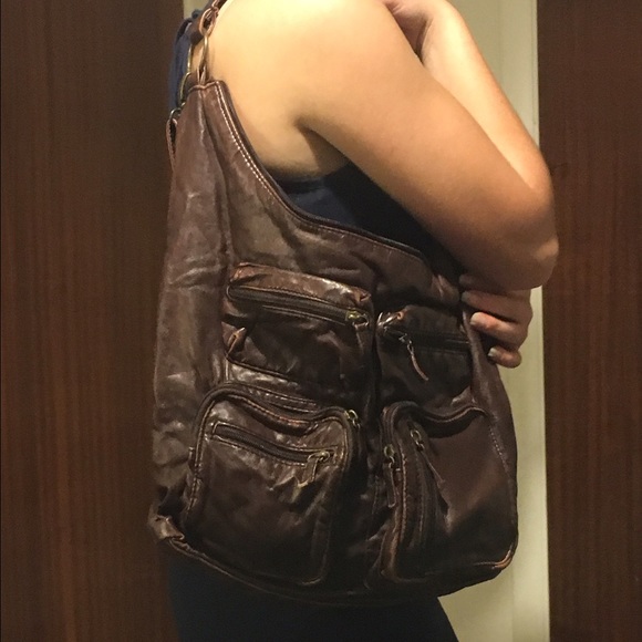 Brown faux leather purse