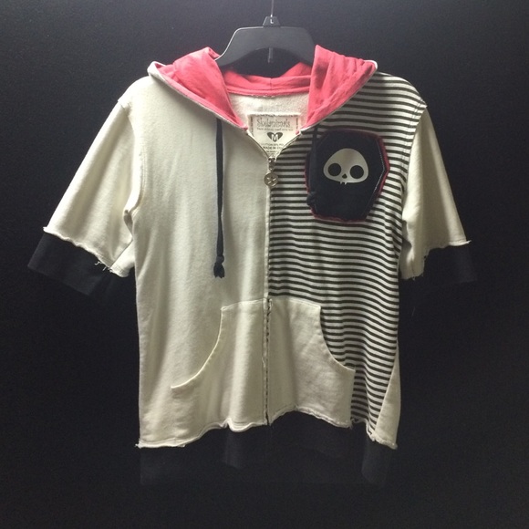 Skelanimals zip up short sleeve hoodie