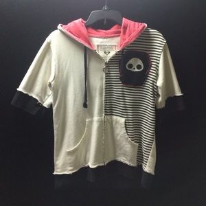 Skelanimals zip up short sleeve hoodie