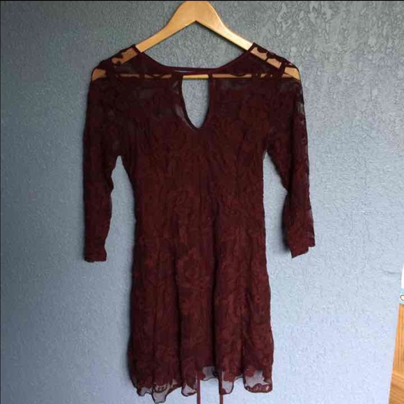 Burgundy Lace Swing Dress