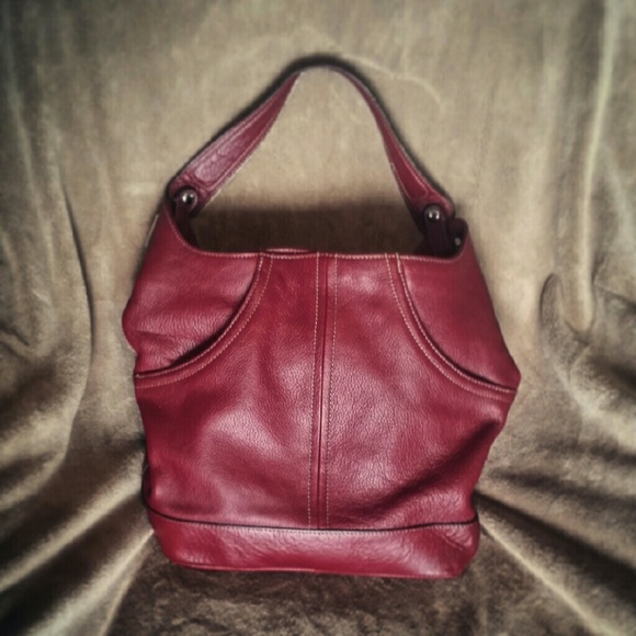 Wine Leather Hobo Bag by Tignanello